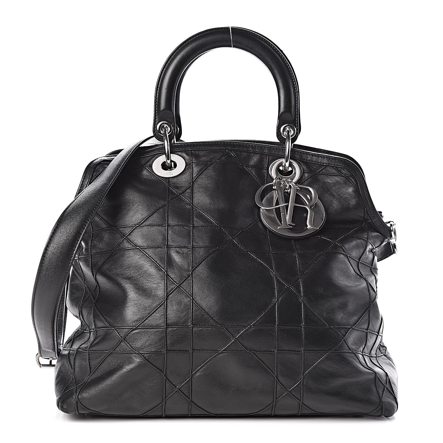 Christian Dior Lambskin Cannage Medium Granville Tote Black 1 of 12