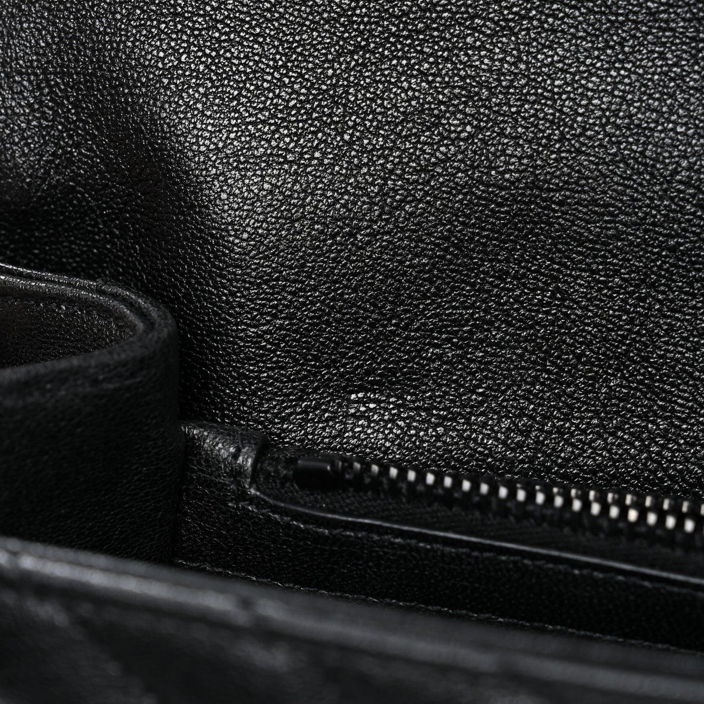 Sheepskin Matelasse Chevron Monogram Monochrome Medium College Bag Black