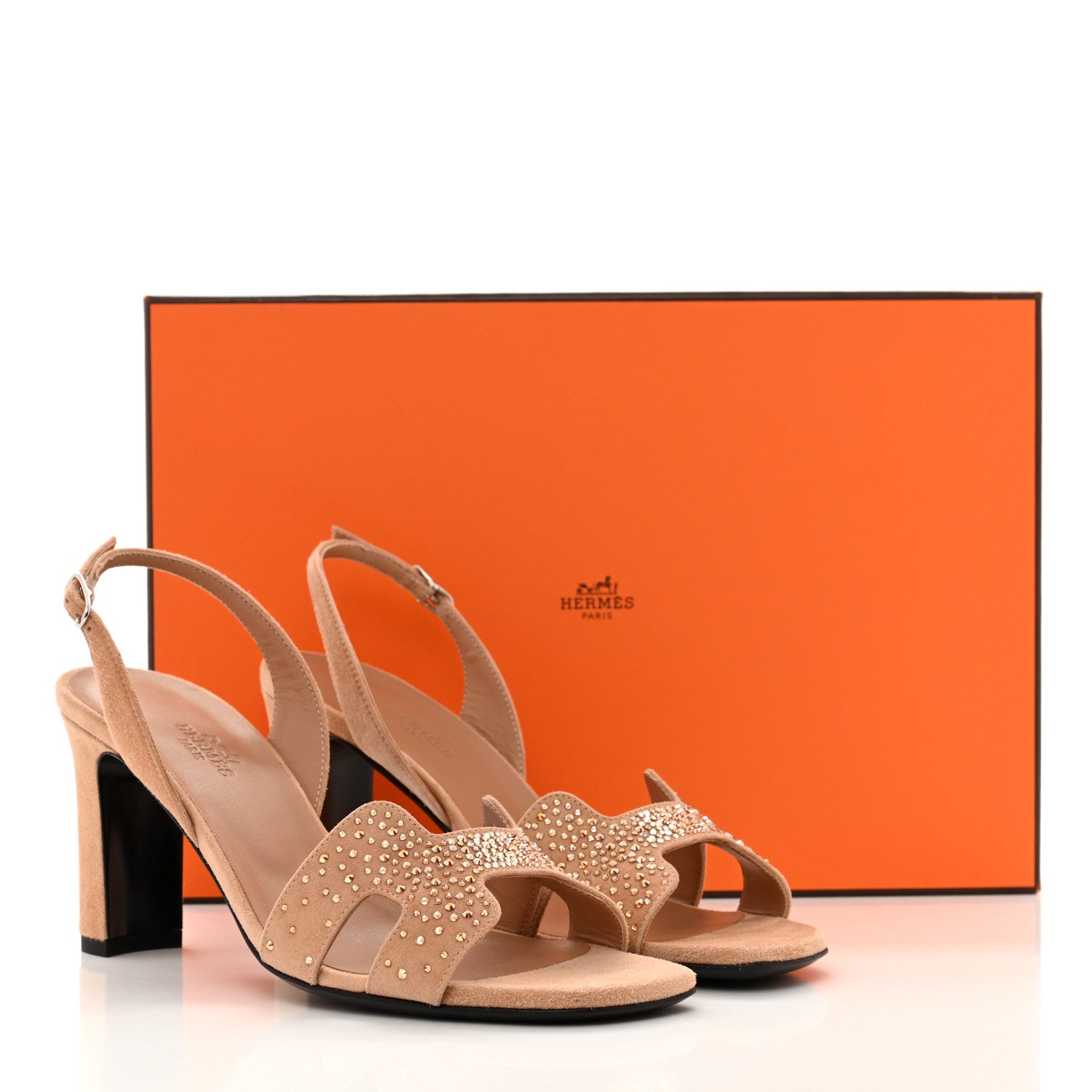 Hermes Suede Goatskin Crystal Eternite 80 Sandal 37 Bois De Santal 11 of 11