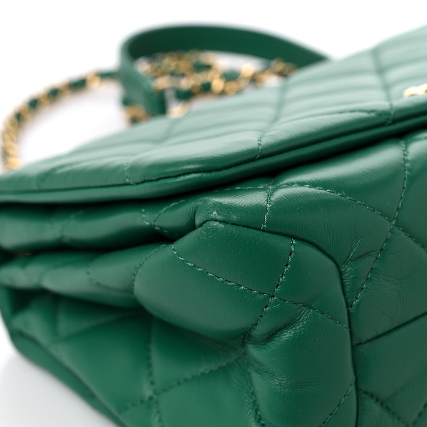 Lambskin Quilted Medium Color Match Flap Green