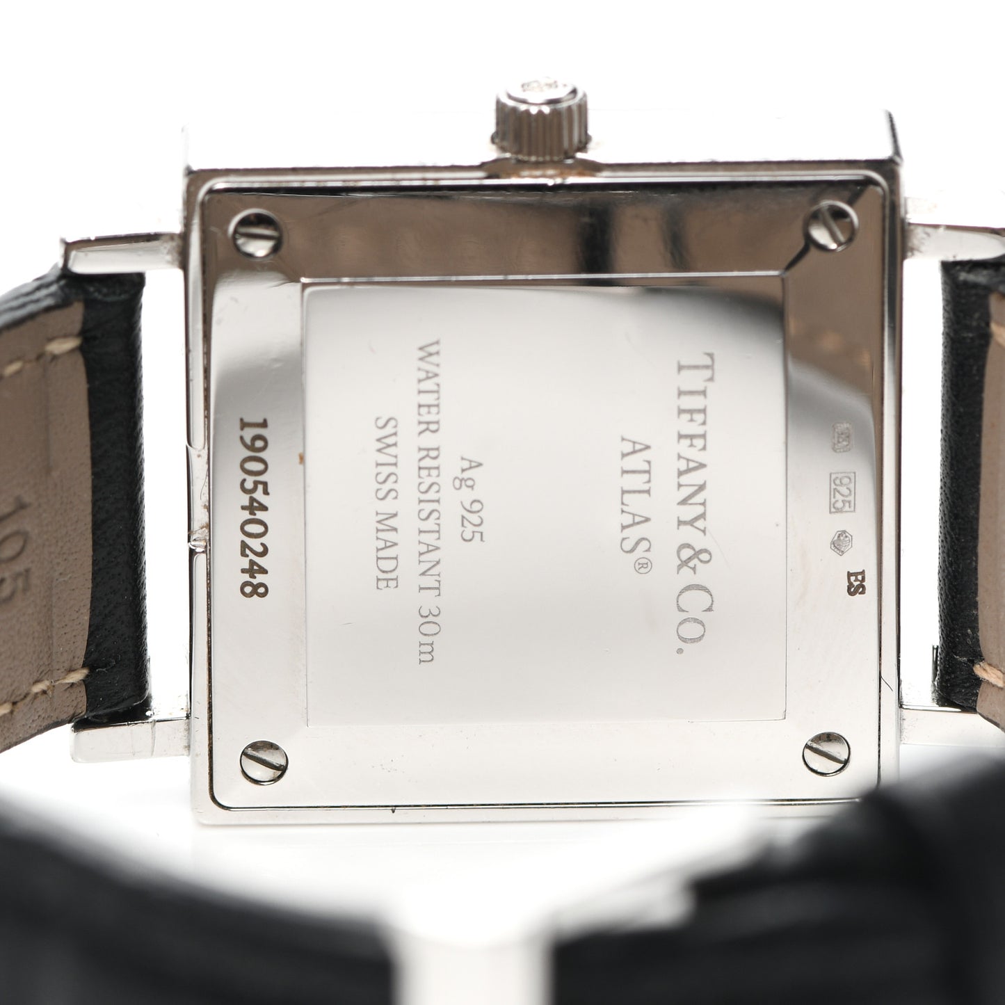 Sterling Silver Calfskin 27mm Atlas Square Quartz Watch