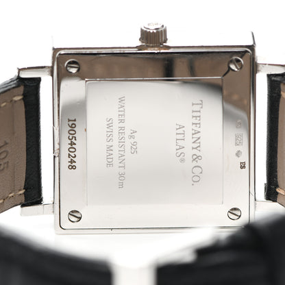 Tiffany Sterling Silver Calfskin 27mm Atlas Square Quartz Watch 4 of 4