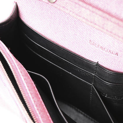 Balenciaga Nappa Denim Printed Hourglass Chain Bag Denim Pink 7 of 12