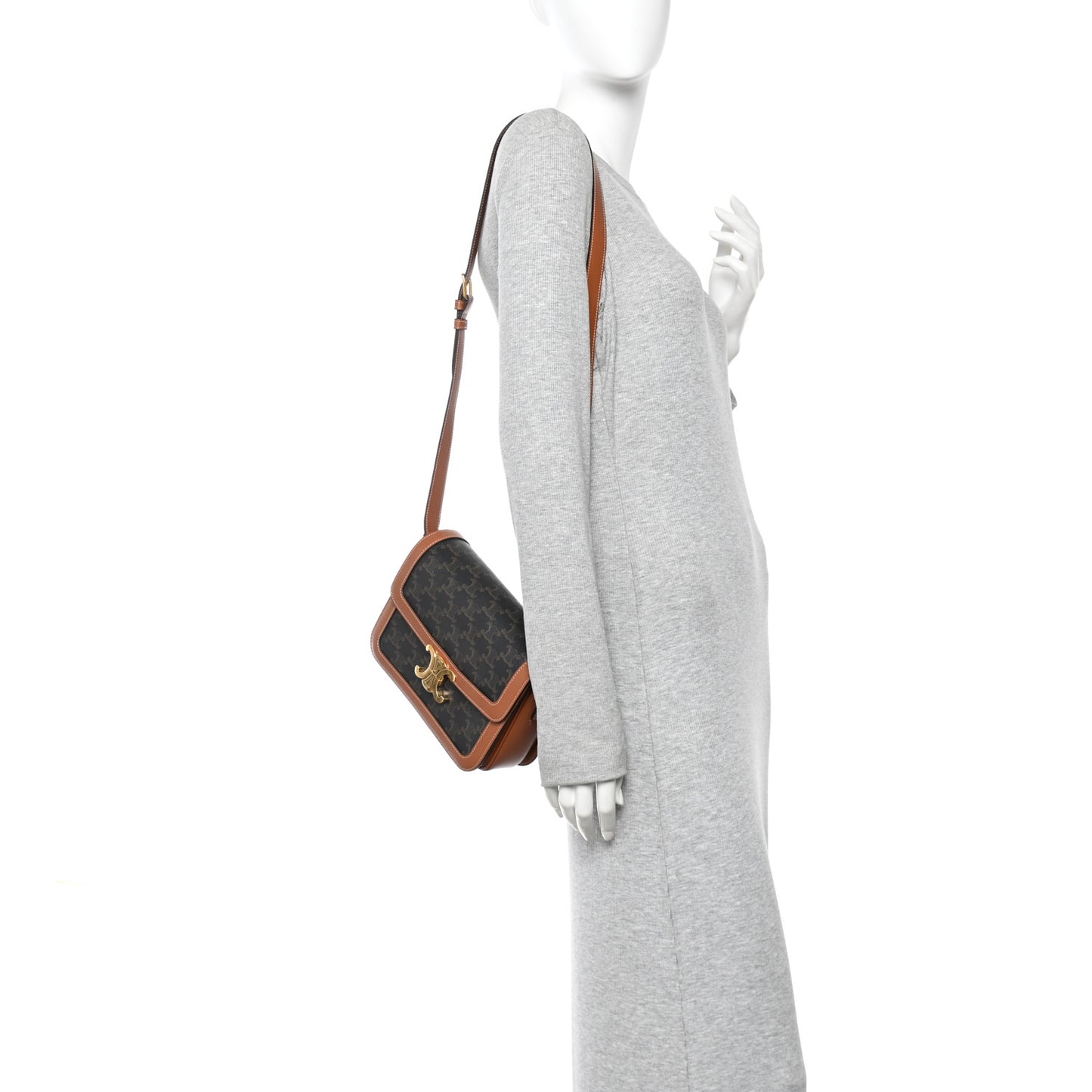 Triomphe Canvas Calfskin Medium Triomphe Bag Tan