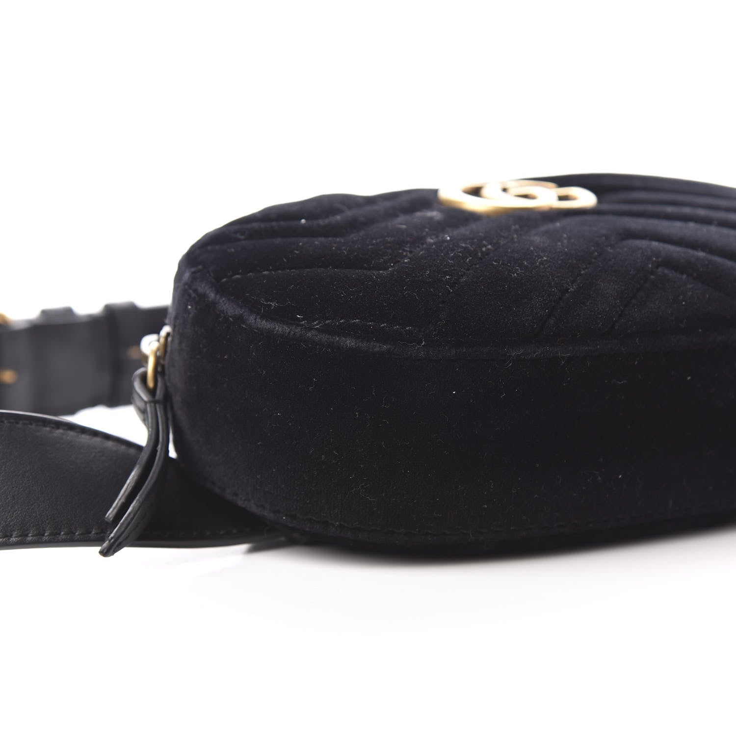 Gucci Velvet Matelasse GG Marmont Belt Bag 95 38 Black 5 of 10