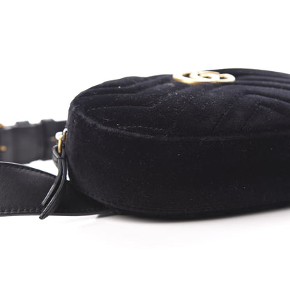 Gucci Velvet Matelasse GG Marmont Belt Bag 95 38 Black 5 of 10
