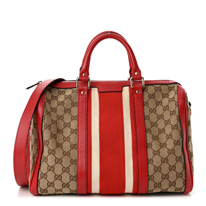 Gucci Monogram Vintage Web Medium Boston Red 1 of 9