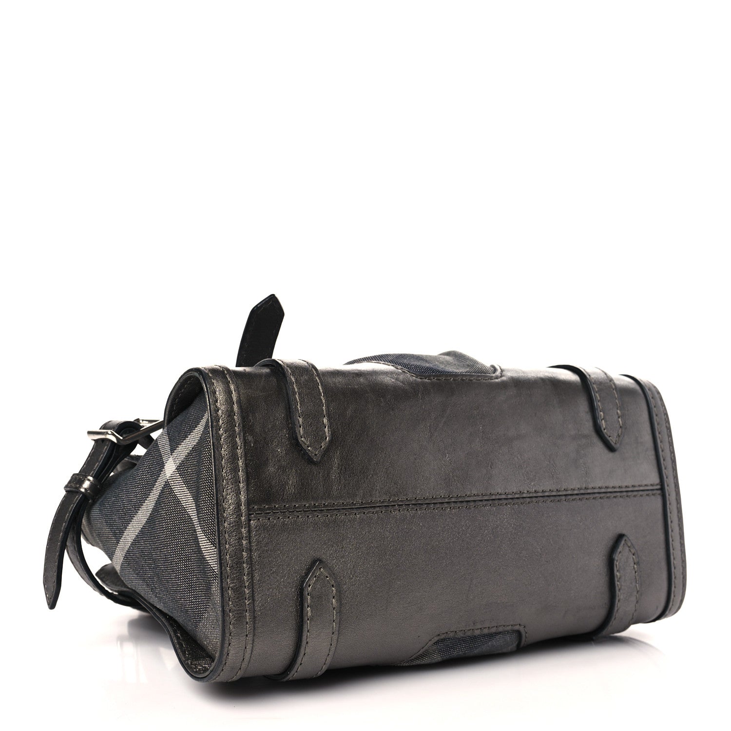 Burberry Shimmer Check Pilgrim Satchel Pewter 4 of 8