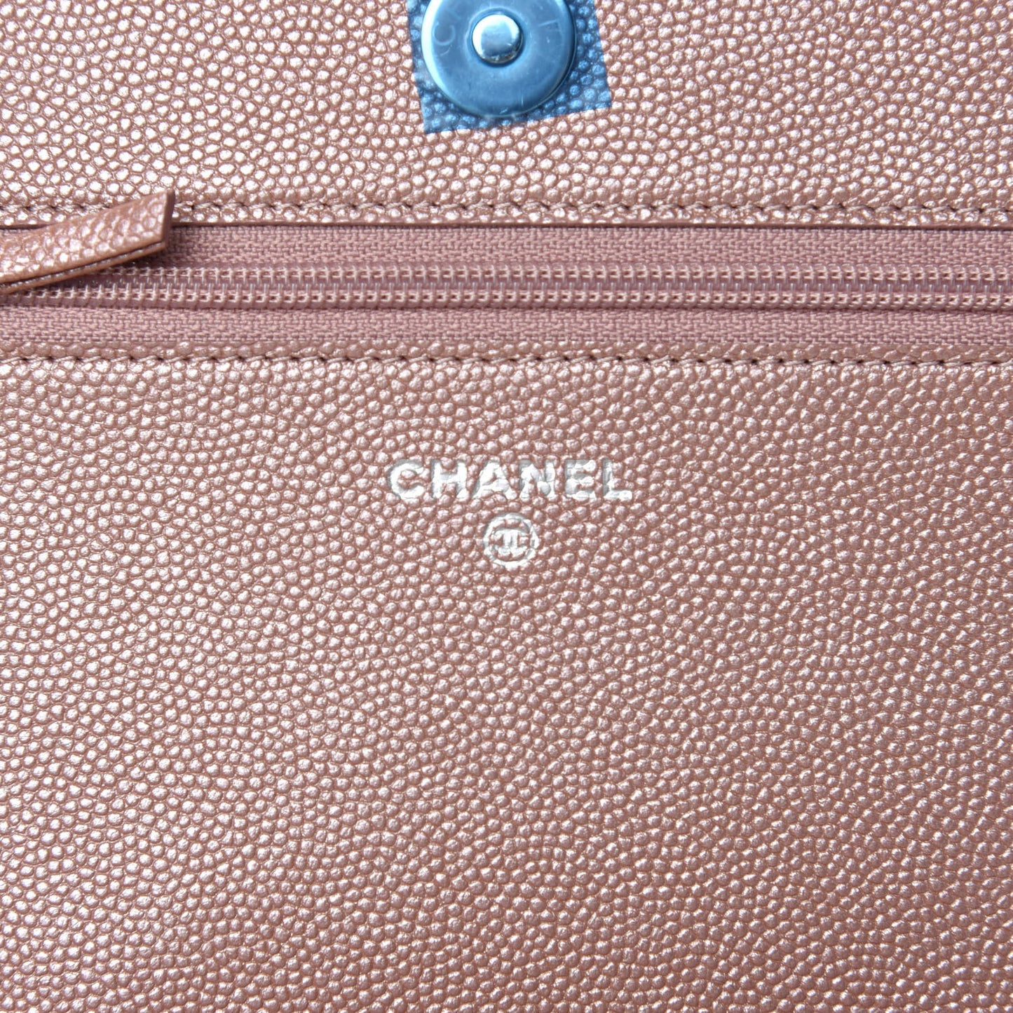 Metallic Caviar Chevron Quilted Vintage Mademoiselle Wallet On Chain WOC Pink