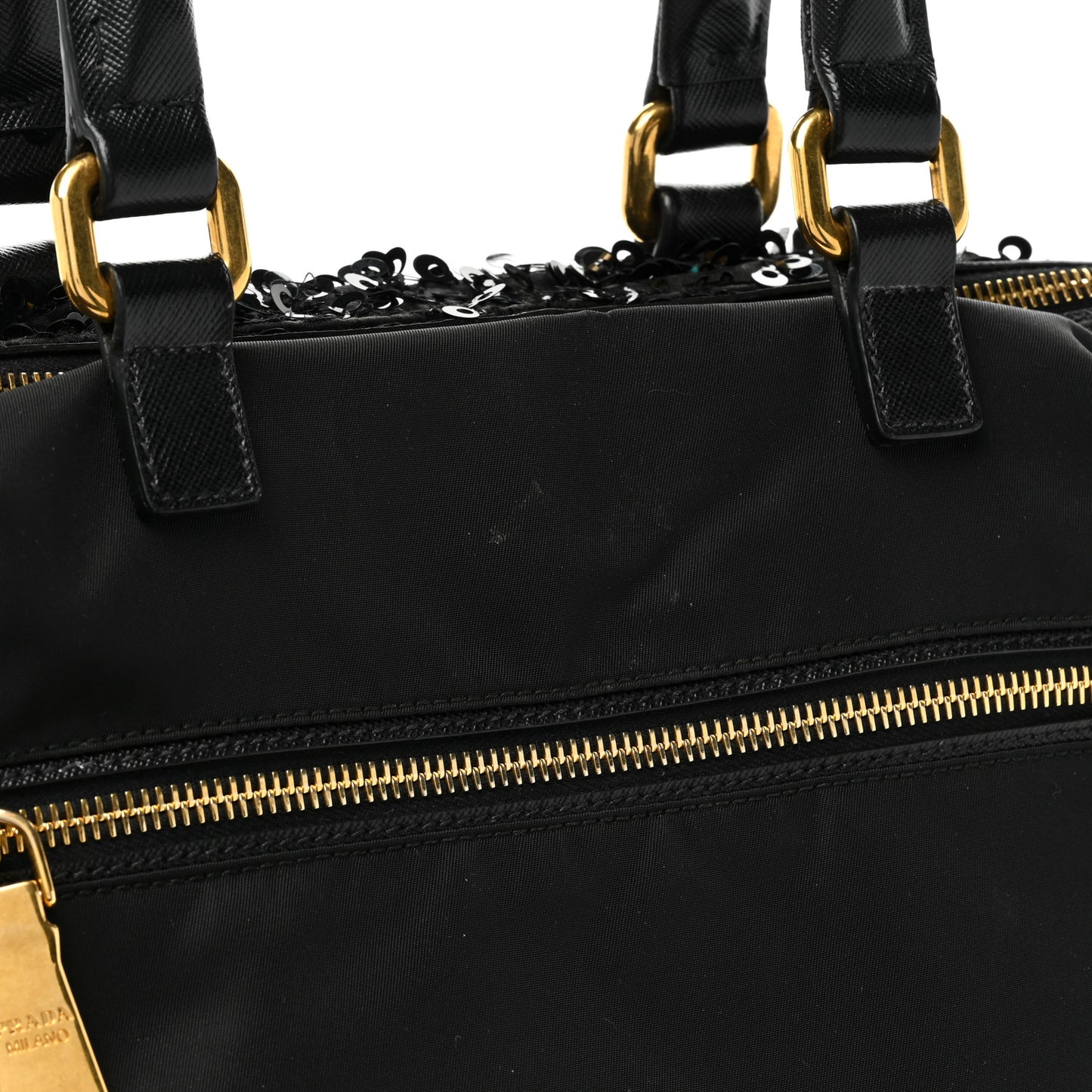 Nylon Sequin Tote Black