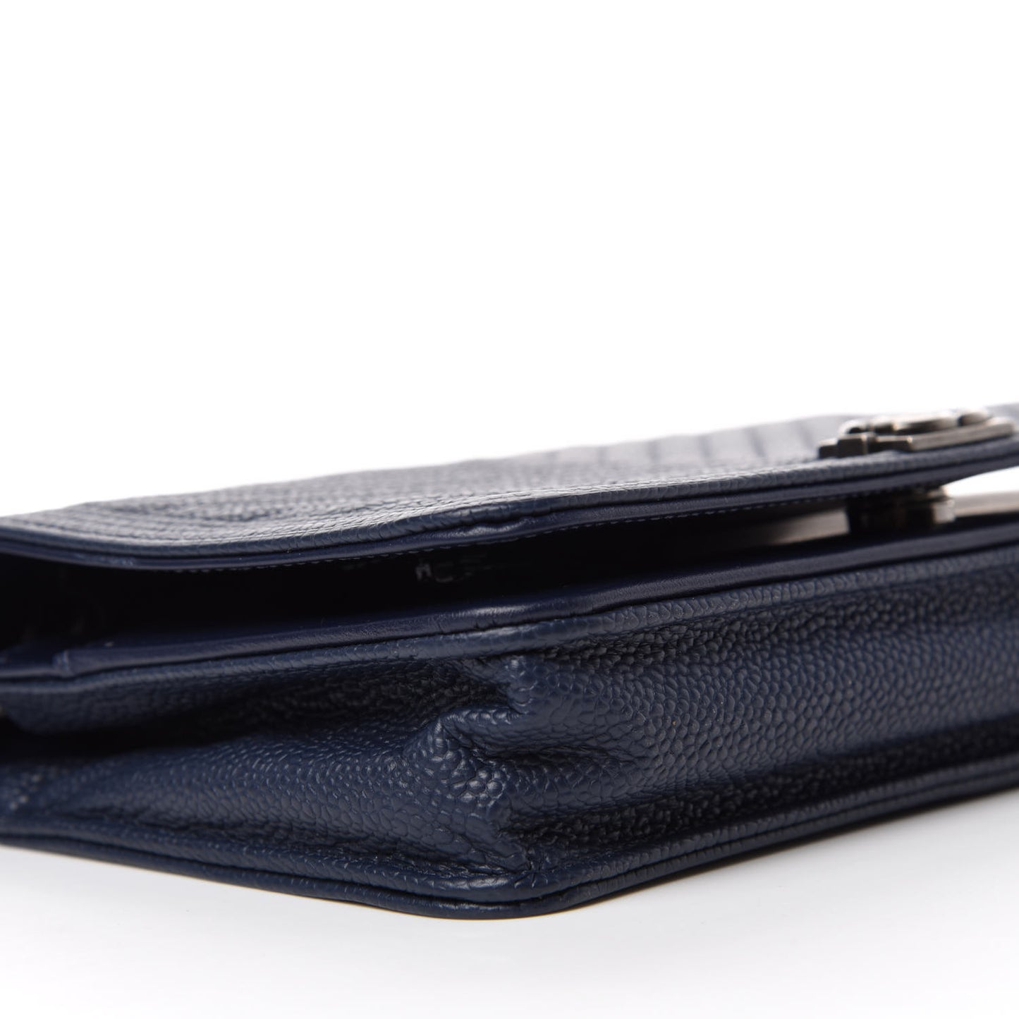 Caviar Chevron Quilted Boy Wallet On Chain WOC Blue