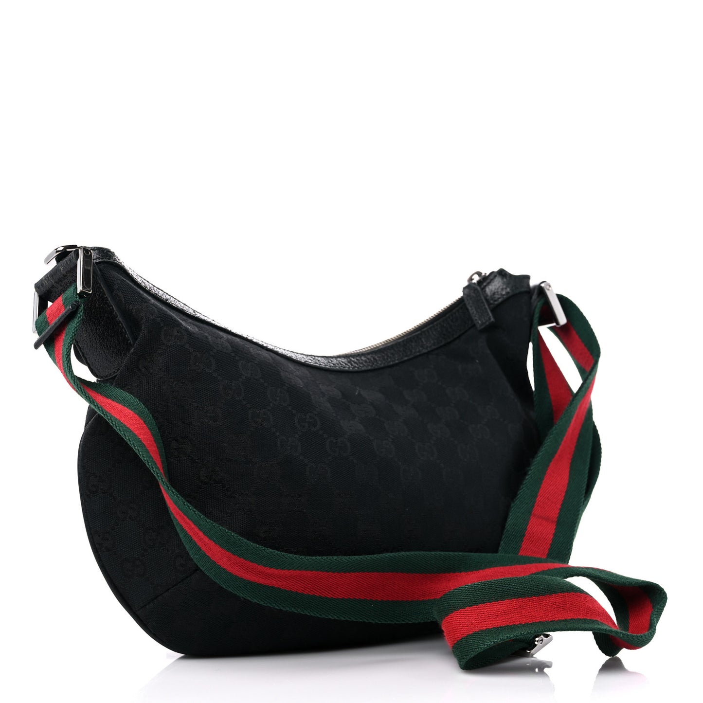 Monogram Web Medium Half Moon Hobo Black