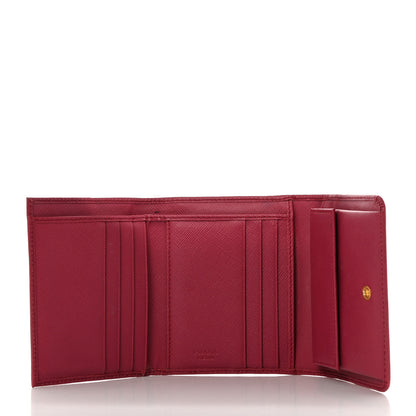 Prada Saffiano Metal French Flap Compact Wallet Peonia 5 of 12