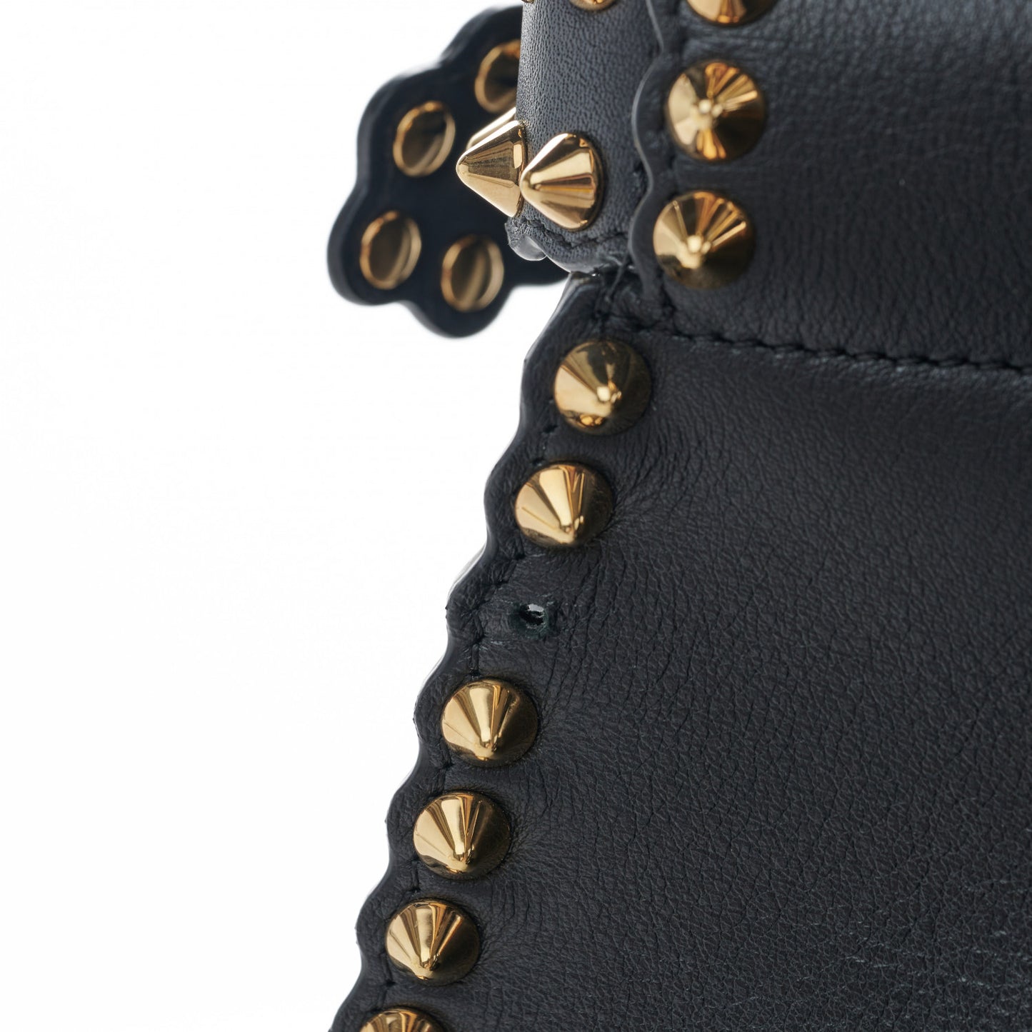 Vitello Seta Shiny Nappa Scalloped Studded Medium Peekaboo Iconic Satchel Black