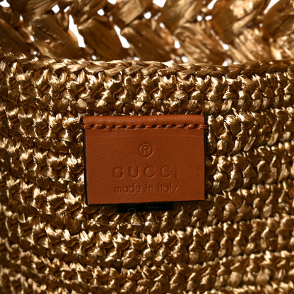 Gucci Raffia Effect Interlocking G Tote Bag Brown 6 of 11