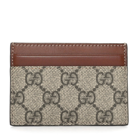 GG Supreme Monogram Calfskin Card Holder Beige Ebony Cuir