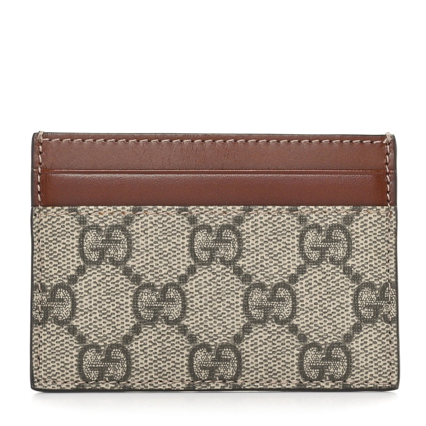 GG Supreme Monogram Calfskin Card Holder Beige Ebony Cuir