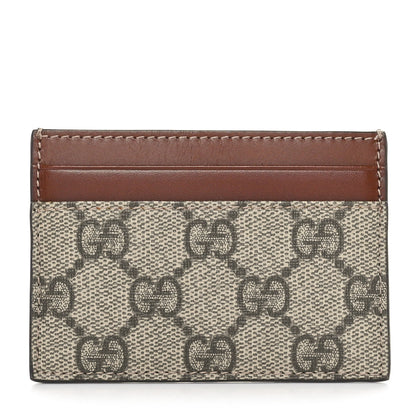 Gucci GG Supreme Monogram Calfskin Card Holder Beige Ebony Cuir 1 of 8