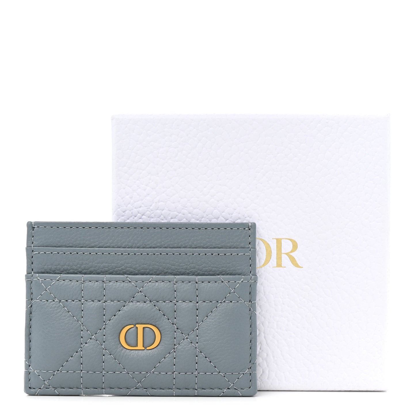 Supple Calfskin Cannage Caro Five-Slot Card Holder Cloud Blue
