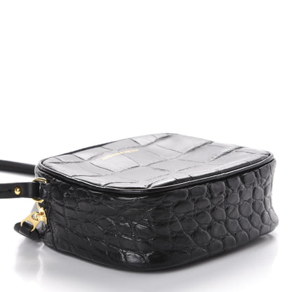 Alexander McQueen Calfskin Crocodile Embossed Camera Shoulder Bag Black 4 of 10