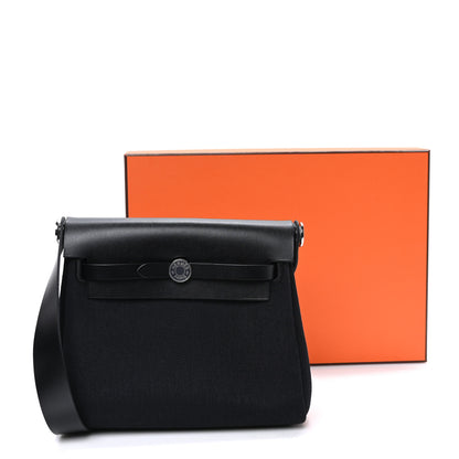 Hermes Military Toile Vache Hunter Herbag Zip Retourne 20 Black 10 of 10
