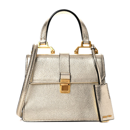 Miu Miu Metallic Goatskin Madras Top Handle Bag Gold 1 of 11