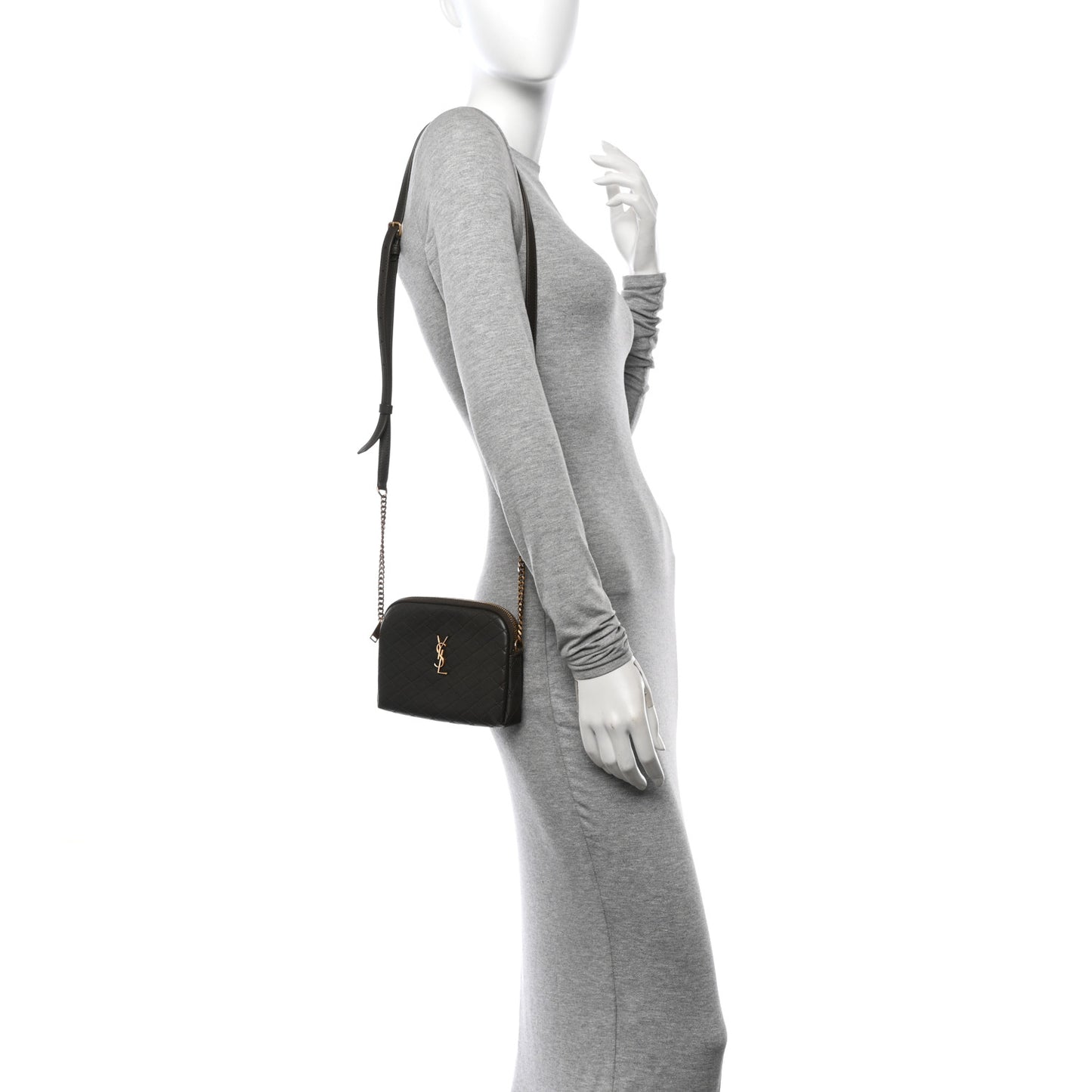 Lambskin Quilted Gaby Zipped Pouch Light Musk