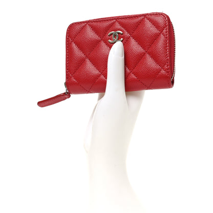 Chanel Caviar Quilted Zip Coin Purse Red 2 of 8