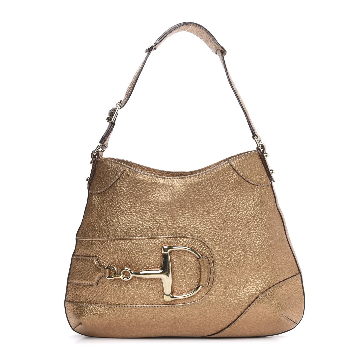 Metallic Pebbled Calfskin Hasler Hobo Gold