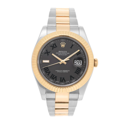 Rolex Stainless Steel 18K Yellow Gold 41mm Oyster Perpetual Datejust II Watch Slate 116333 1 of 5