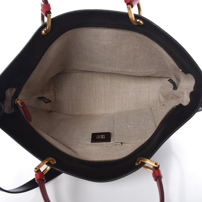 Fendi Pequin Cuoio Vegetale Shoulder Tote Tobacco Black Cuoio 6 of 14