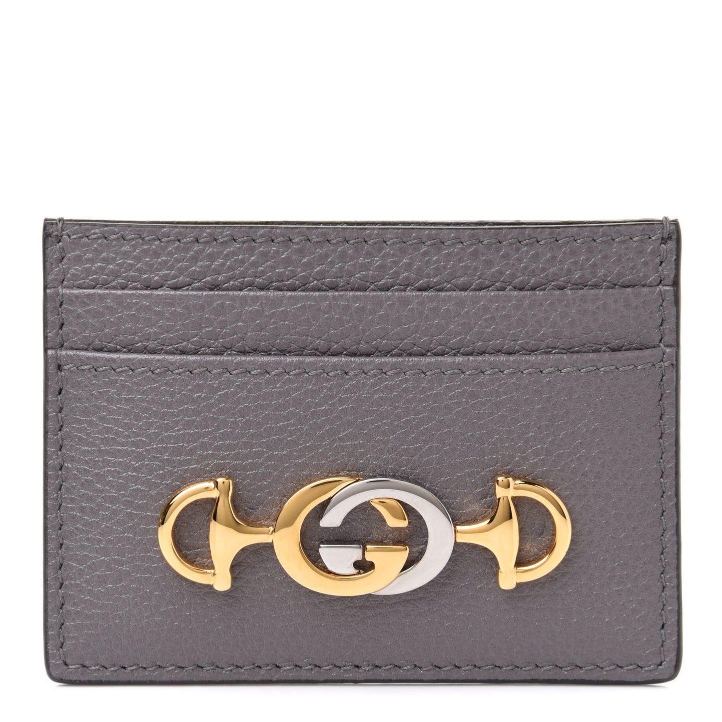 Grainy Calfskin Zumi Card Holder Dusty Grey
