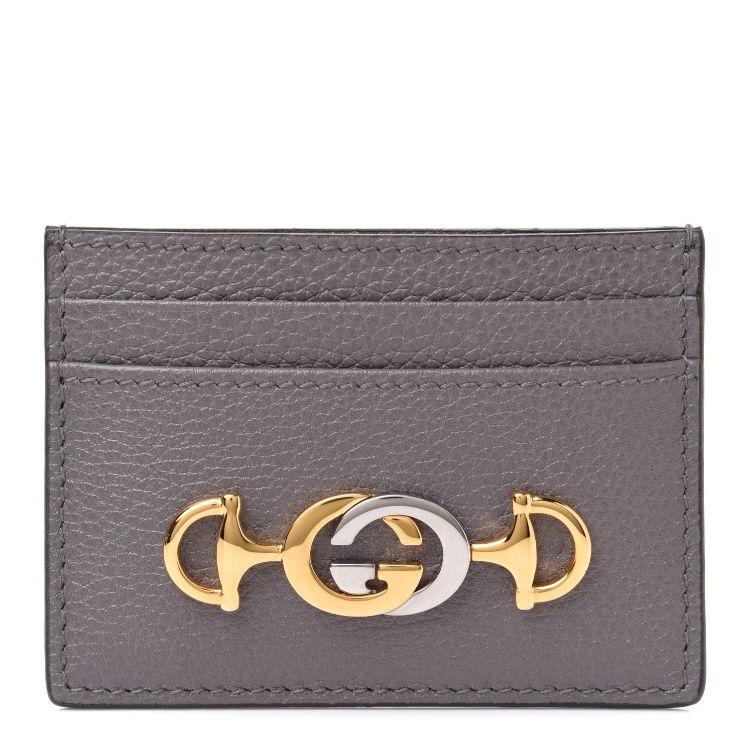 Gucci Grainy Calfskin Zumi Card Holder Dusty Grey 1 of 7