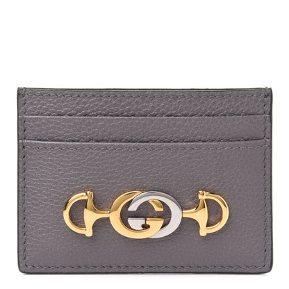 Gucci Grainy Calfskin Zumi Card Holder Dusty Grey 1 of 7