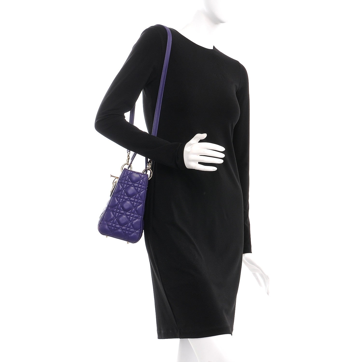 Christian Dior Lambskin Cannage Medium Lady Dior Purple 2 of 12