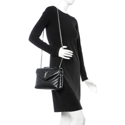 Saint Laurent Calfskin Y Quilted Monogram Small Loulou Chain Satchel Black 2 of 7