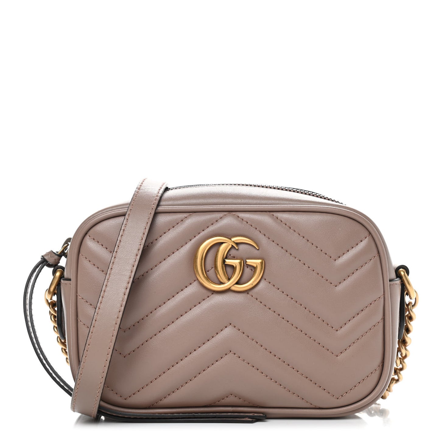 Calfskin Matelasse Mini GG Marmont Chain Shoulder Bag Porcelain Rose