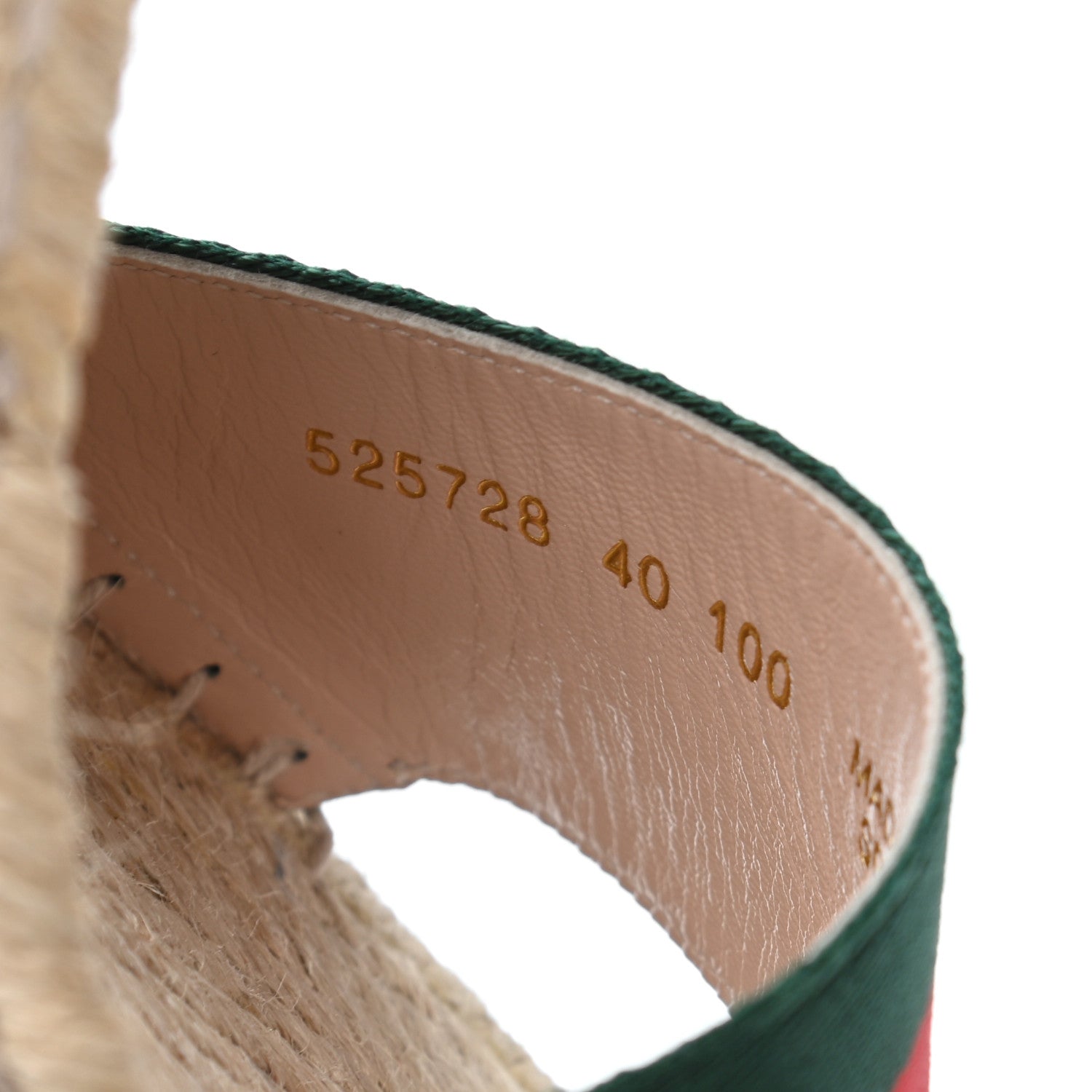 Gucci Canvas Malaga Kid Web Ankle Wrap Espadrille Wedge Sandals 40 Green Red Mystic White Emerald 8 of 11