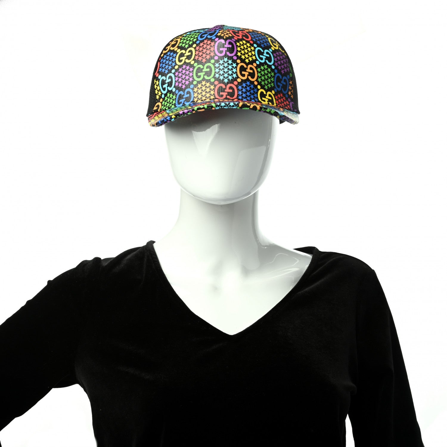 Gucci GG Supreme Monogram Psychedelic Baseball Hat XL 60 Black 2 of 9