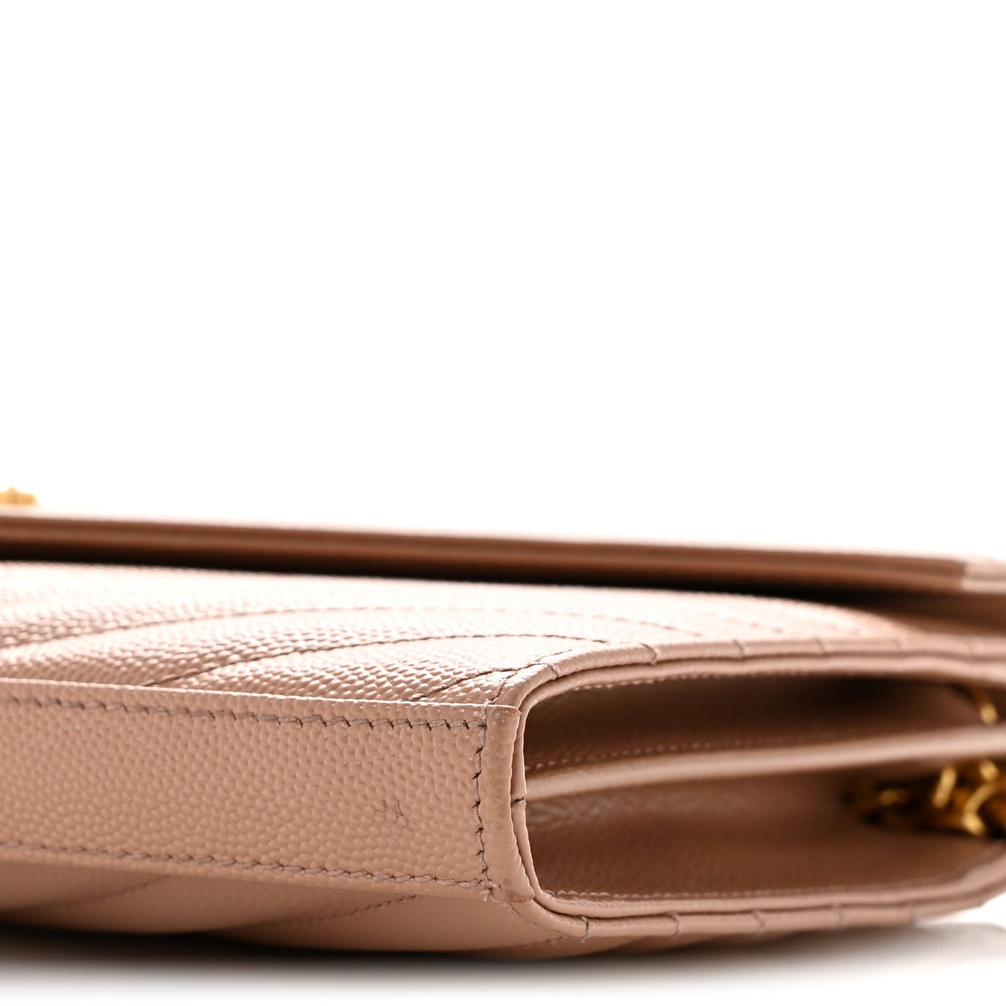 Grain De Poudre Matelasse Chevron Monogram Chain Wallet Vintage Peach