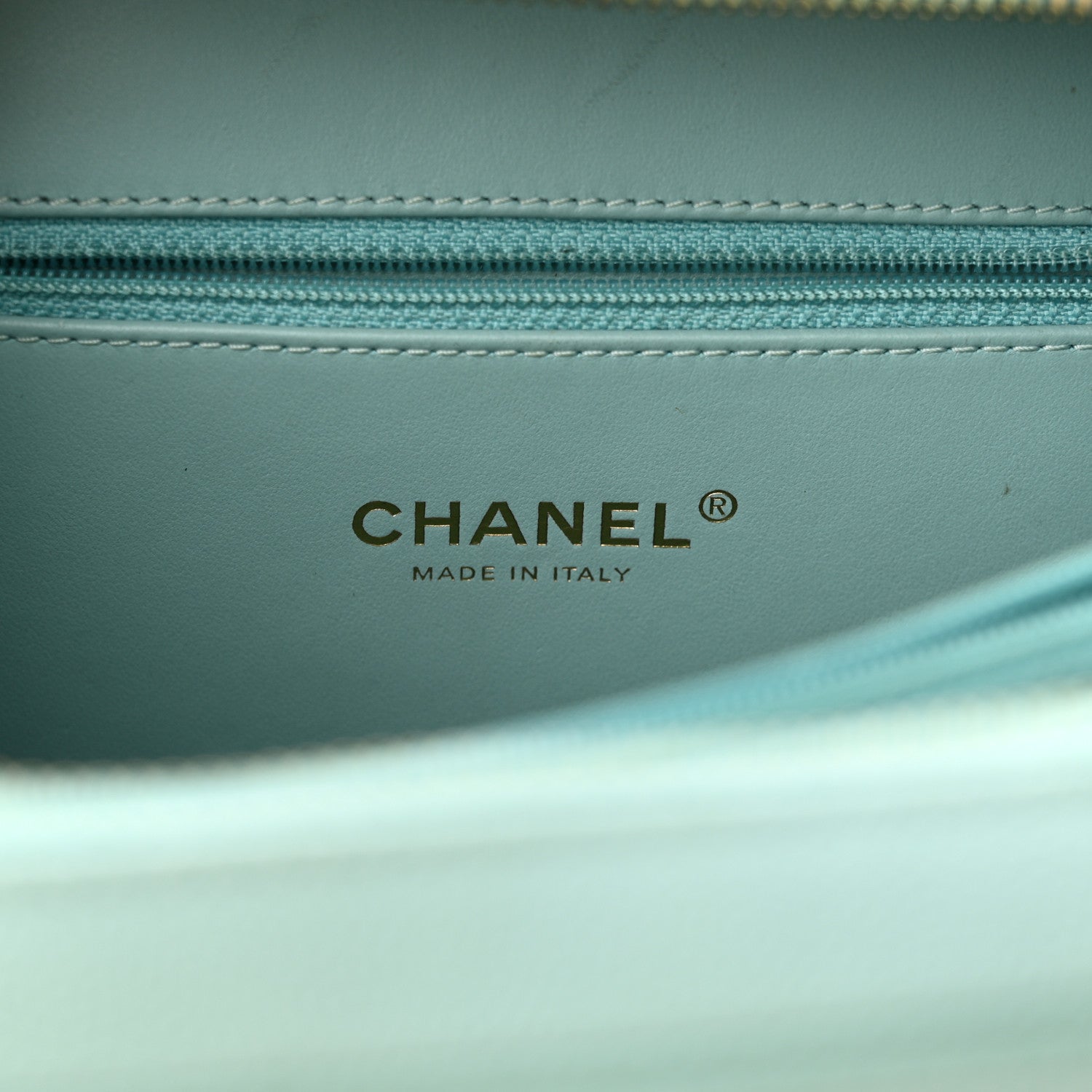 Chanel Caviar Quilted Medium CC Filigree Vanity Case Light Blue 6 of 14