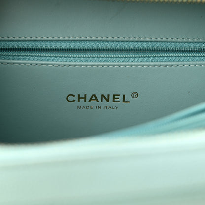 Chanel Caviar Quilted Medium CC Filigree Vanity Case Light Blue 6 of 14