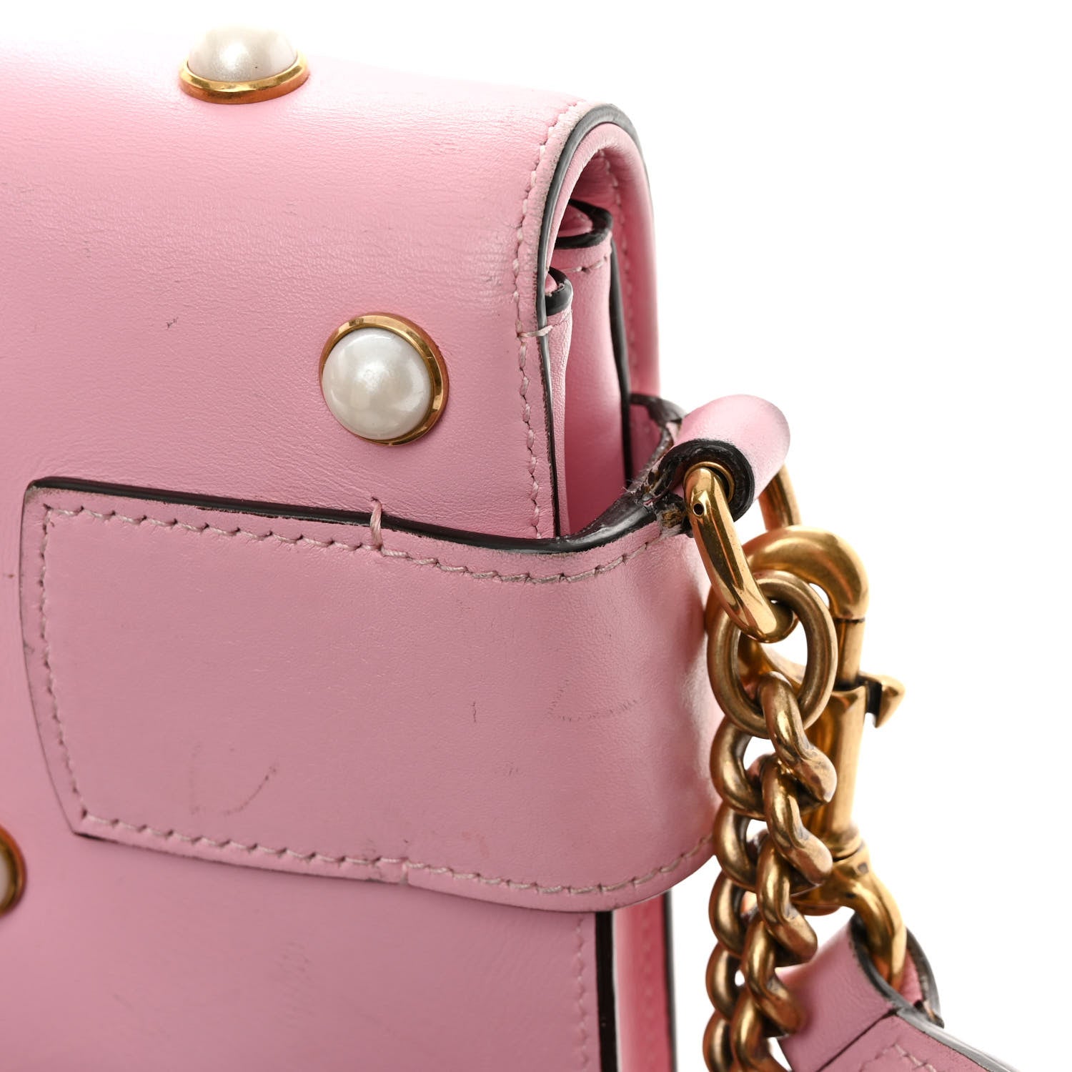 Gucci Nappa Pearl Studded Mini Queen Margaret Broadway Shoulder Bag Sugar Pink 14 of 14