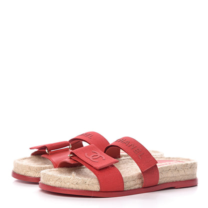 Chanel Lambskin Mules Elastic 41 Red 3 of 7