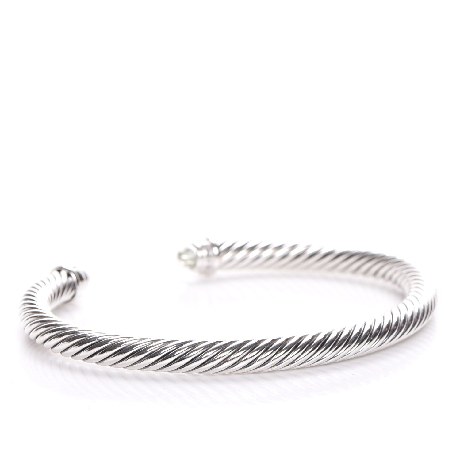 David Yurman Sterling Silver Diamond Prasiolite 5mm Cable Classics Bracelet 3 of 5