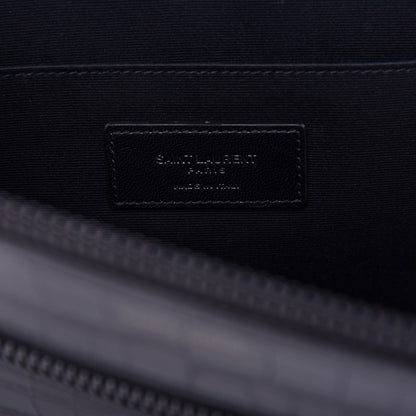 Saint Laurent Calfskin Crocodile Embossed iPad Case Black 6 of 7