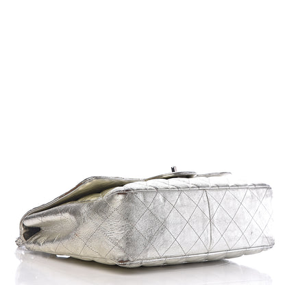 Chanel Metallic Aged Calfskin Quilted Jumbo Single Flap Silver 4 of 23