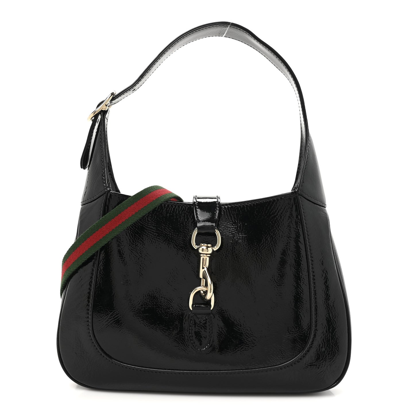 Patent Calfskin Small Jackie Shoulder Bag Black