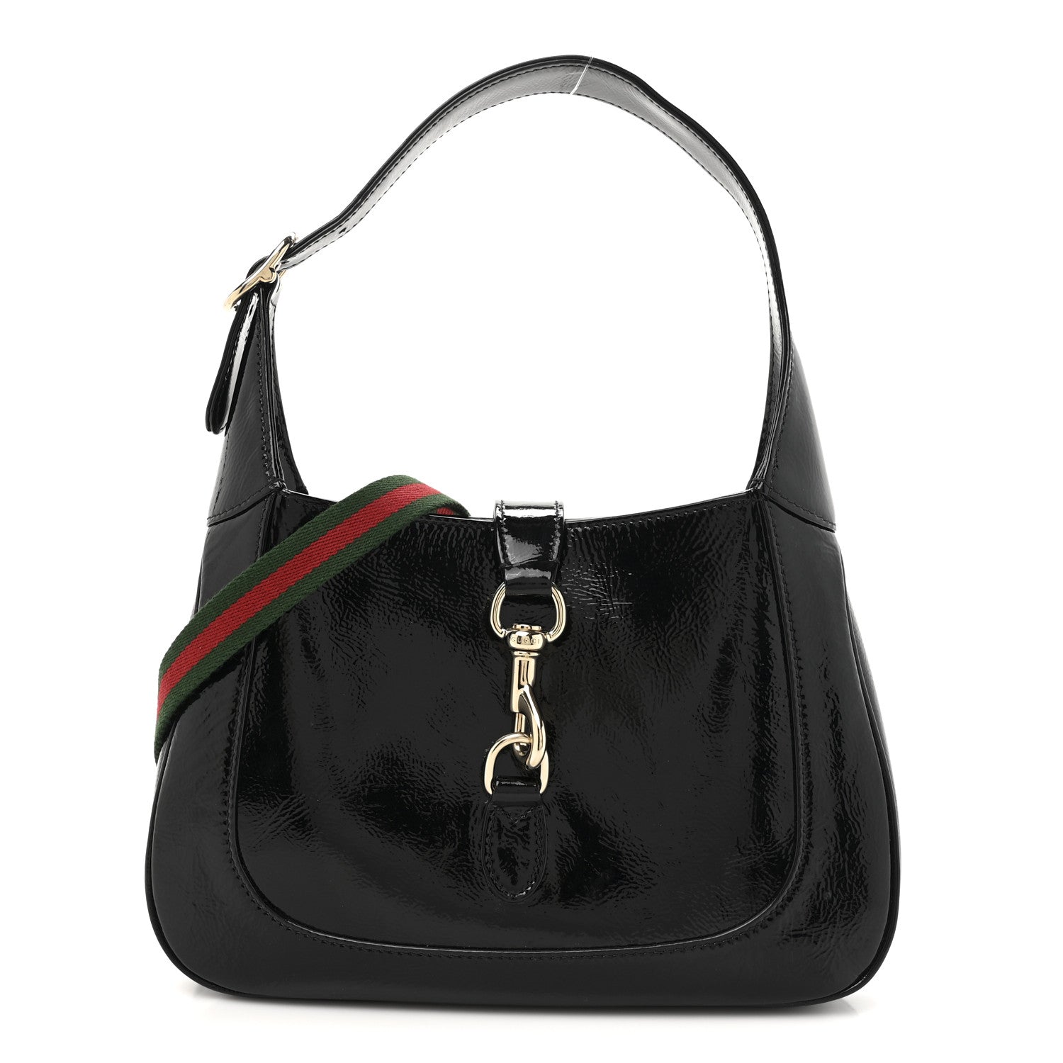 Gucci Patent Calfskin Small Jackie Shoulder Bag Black 1 of 10