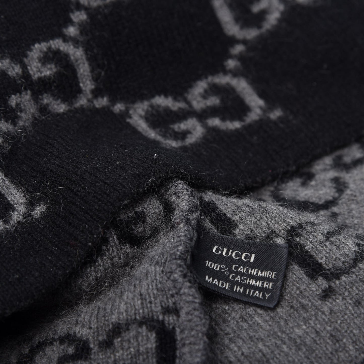 Cashmere GG Monogram Beanie Hat Black